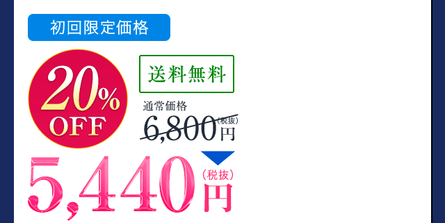 初回限定価格 20%OFF 送料無料 通常価格6,800円 → 5,440円（税抜）